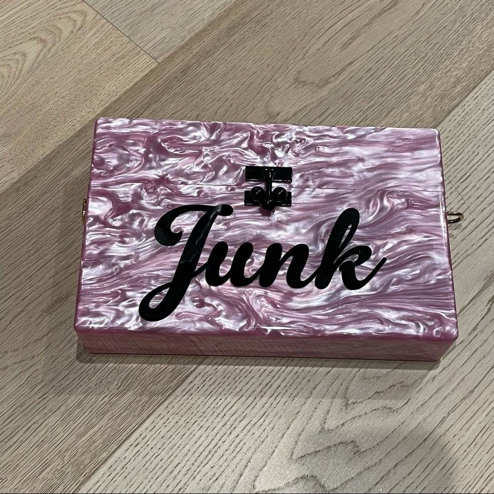 Edie Parker Pink “Junk” Crossbody Marbleized Acrylic Clutch w/orig bag